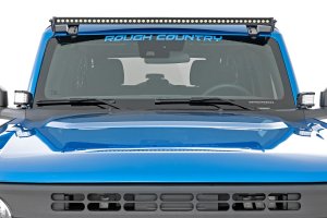 LED Light Bar - Rough Country - Single Row, Cool White DRL - Black